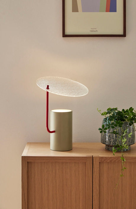 Disc Table Lamp Khaki/Red/Textured