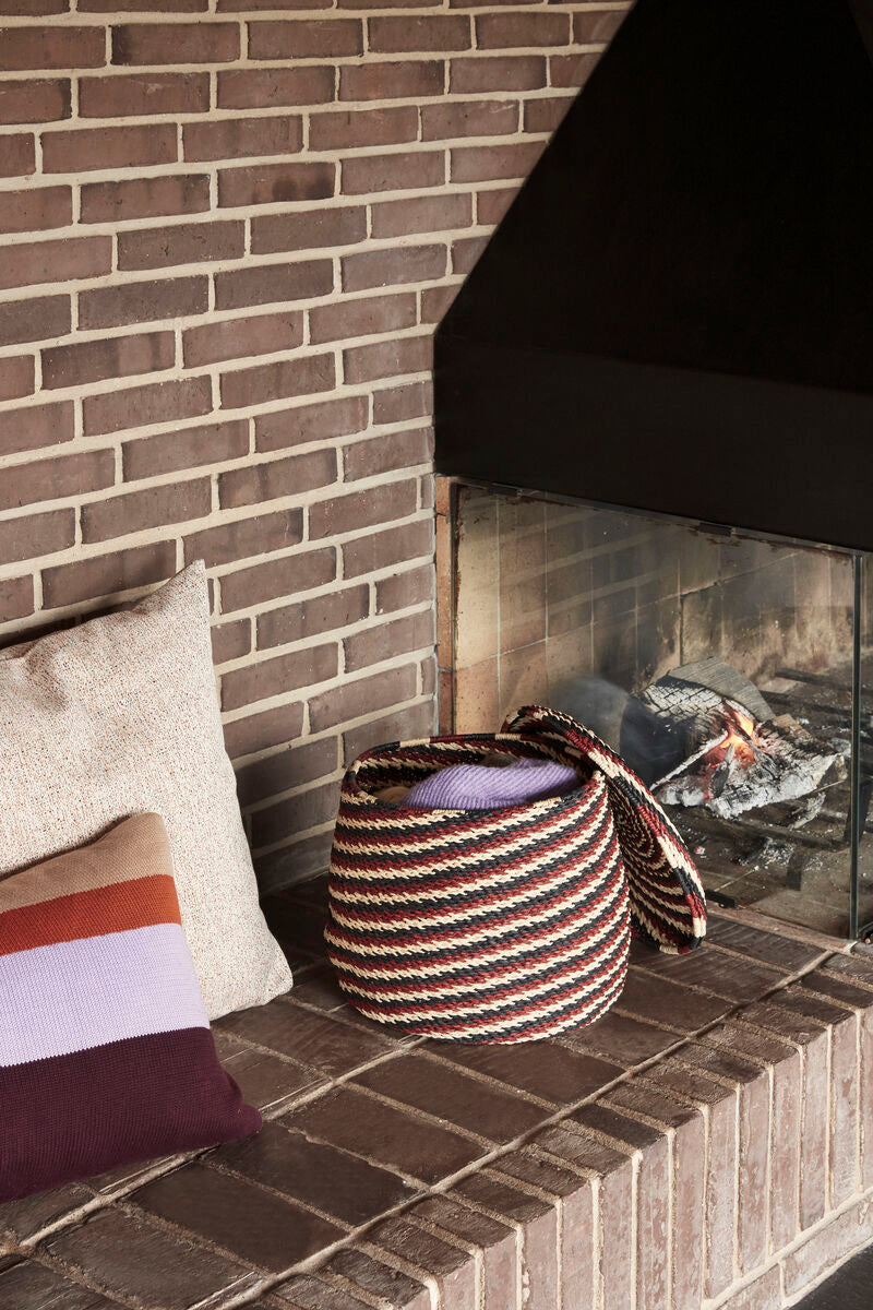 Line Knitted Cushion Sand/Orange/Purple/Burgundy