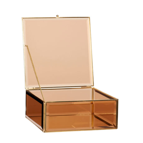 Tint Glass Boxes Small Brass/Amber (set of 2)