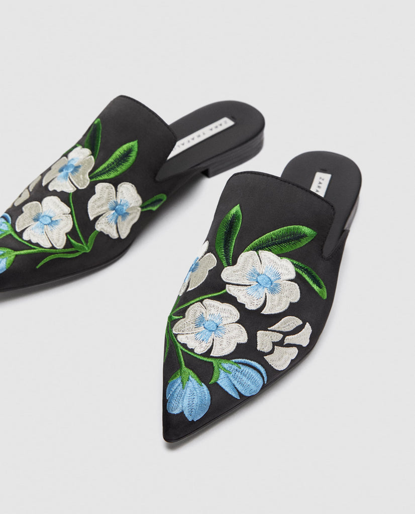 Flat black mules