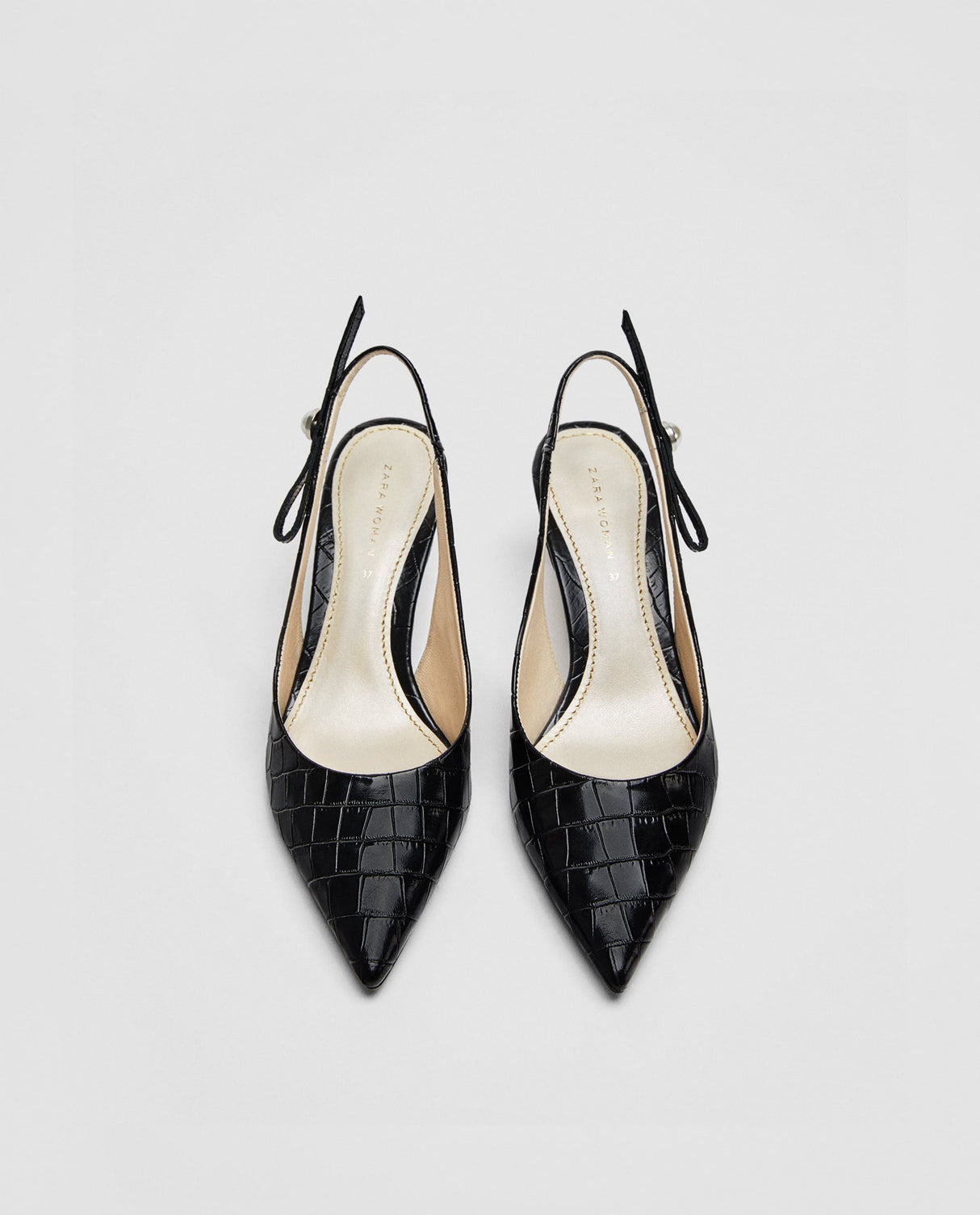 Slingback Leather High Heel Court Shoes