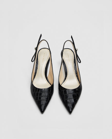 Slingback Leather High Heel Court Shoes
