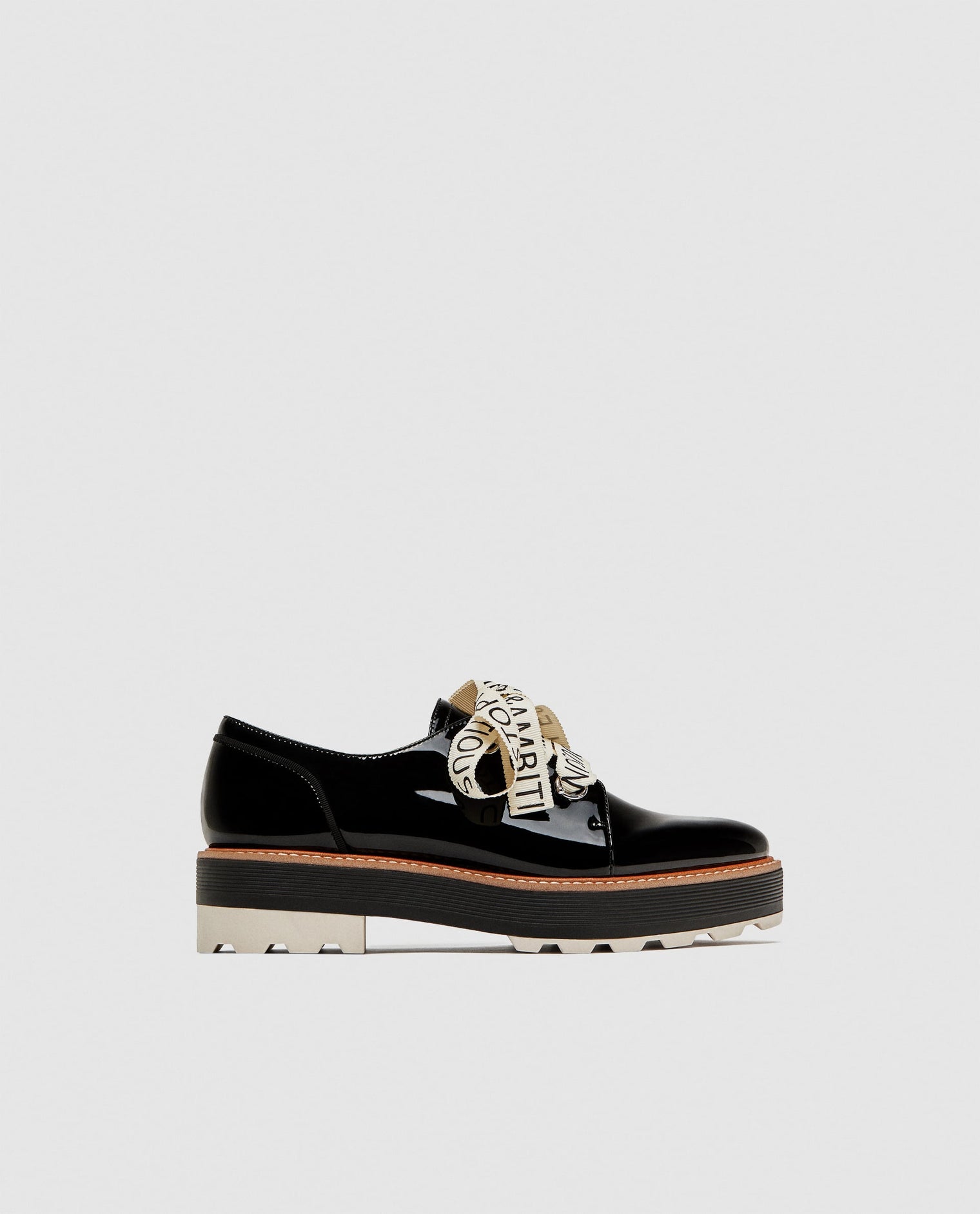 Faux Patent Leather Brogues