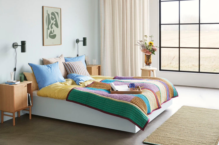 Aki Bed Linen 60/220 Blue/Yellow