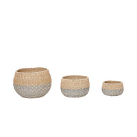 Phase Baskets Round Blue/Natural (set of 3)