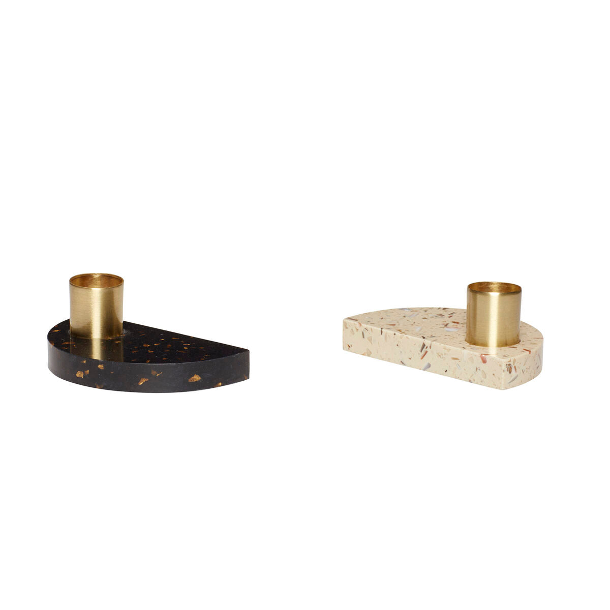 Crescent Candlesticks Terrazzo/Brass (set of 2)