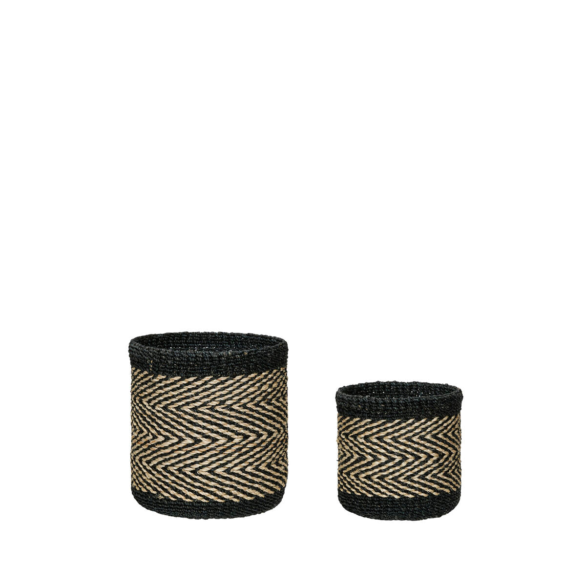 Criss Cross Baskets Black/Natural (set of 2)