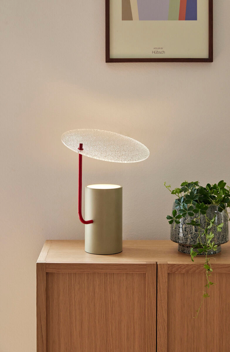 Disc Table Lamp Khaki/Red/Textured