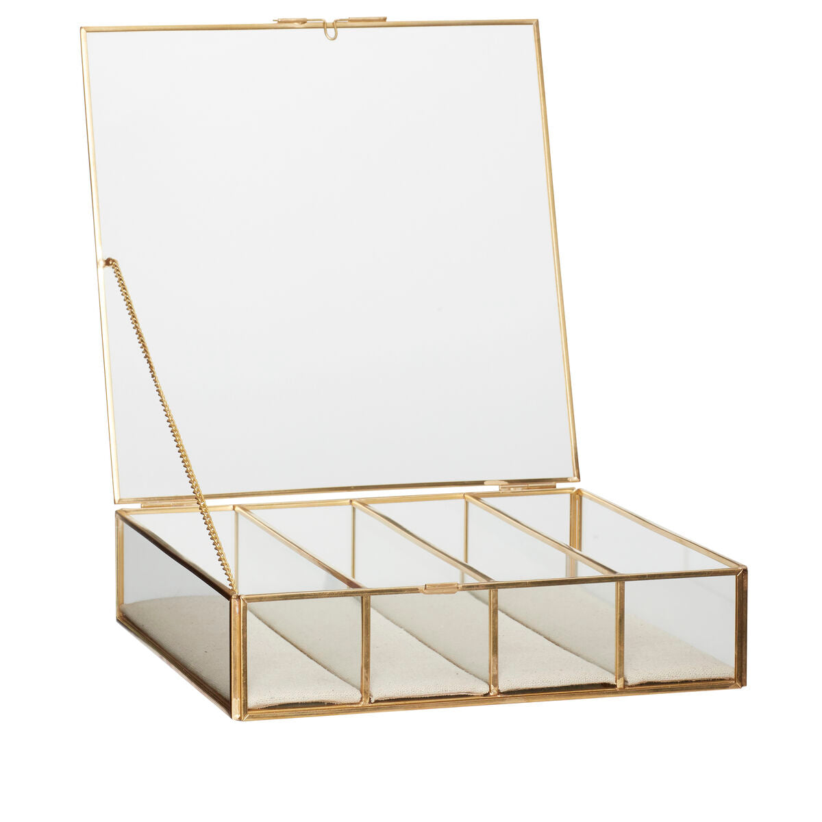 Ecru Glass Boxes Clear/Brass (set of 3)