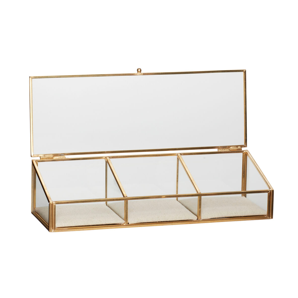 Ecru Glass Boxes Clear/Brass (set of 3)