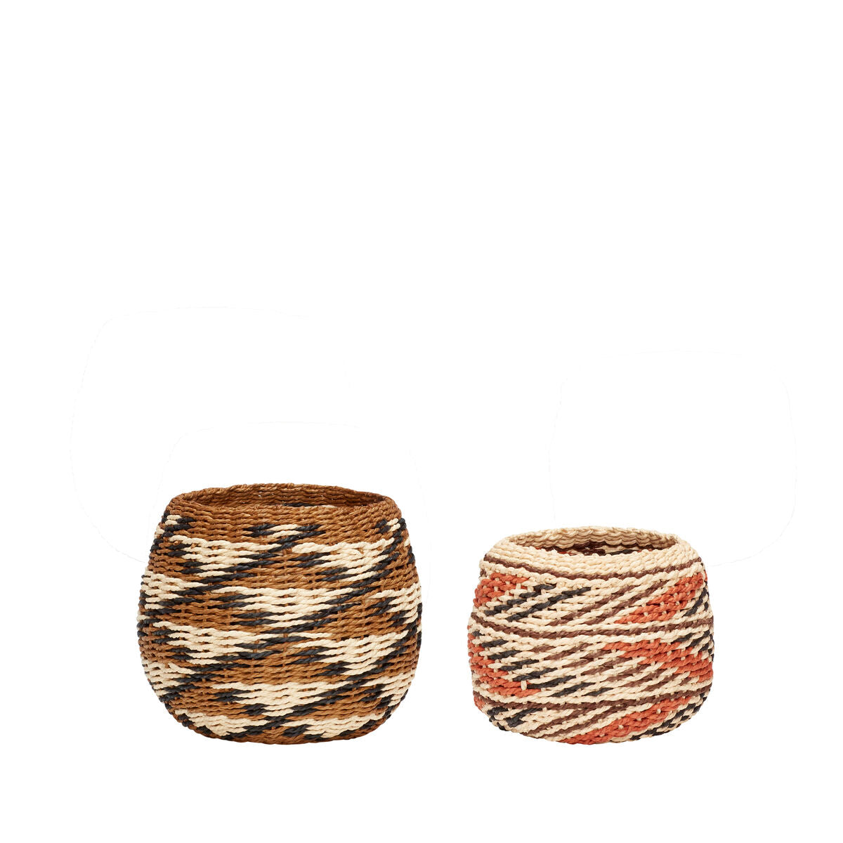 Evoke Baskets Round Natural/Multicolour (set of 2)