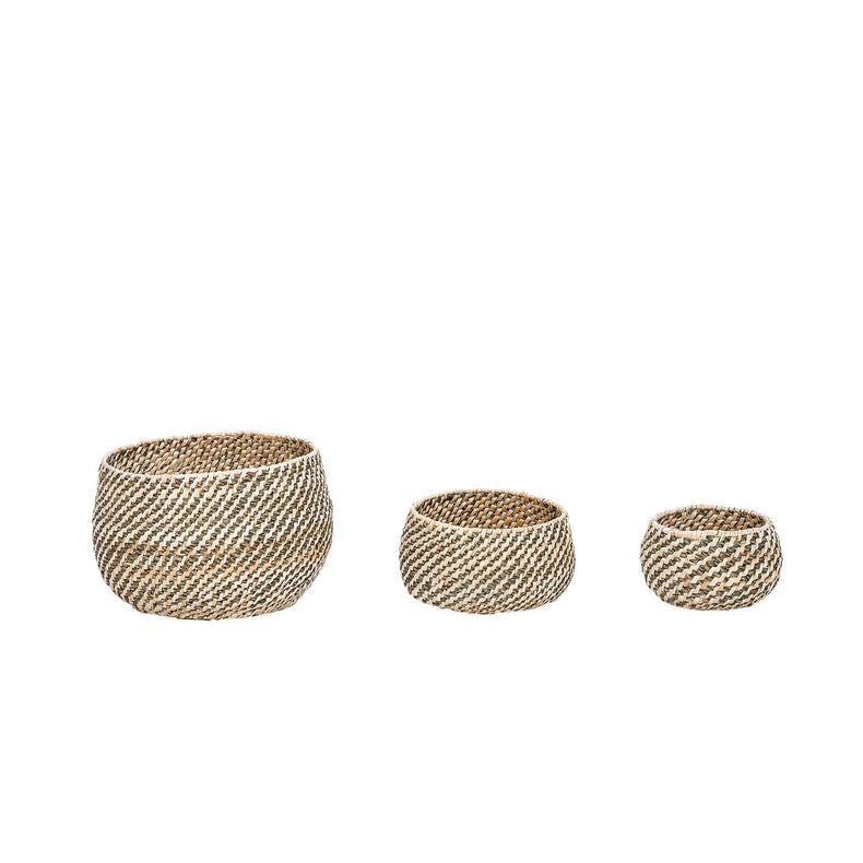 Flint Baskets Natural/Green/Grey (set of 3)