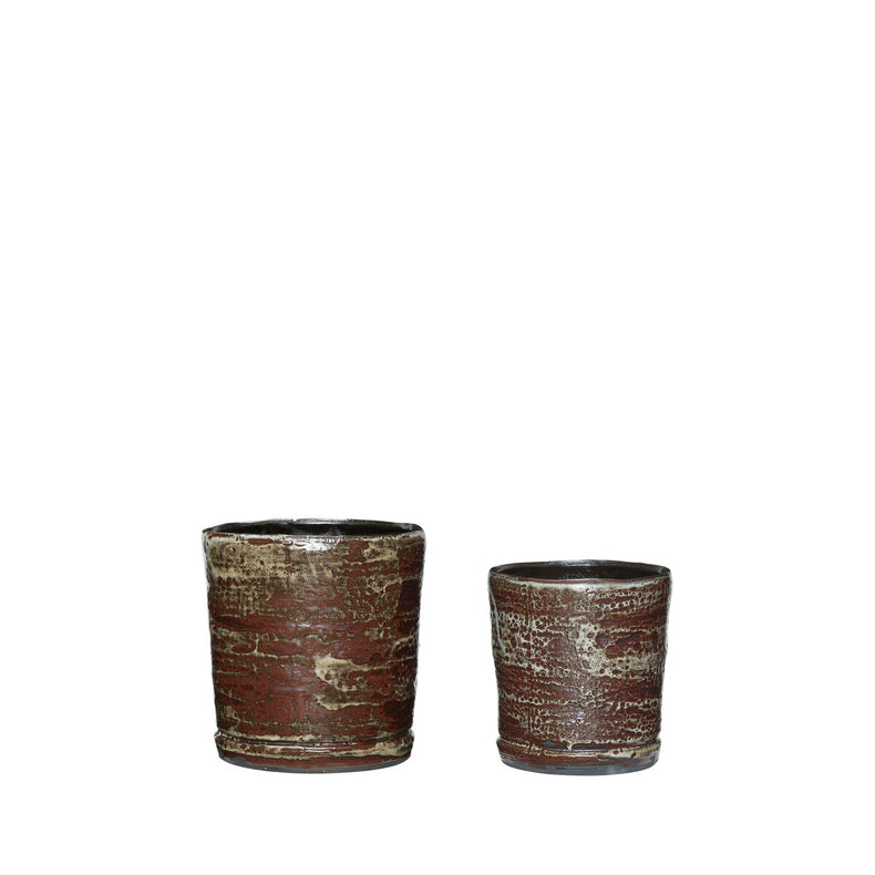 Fossil Pots Beige/Maroon (set of 2)