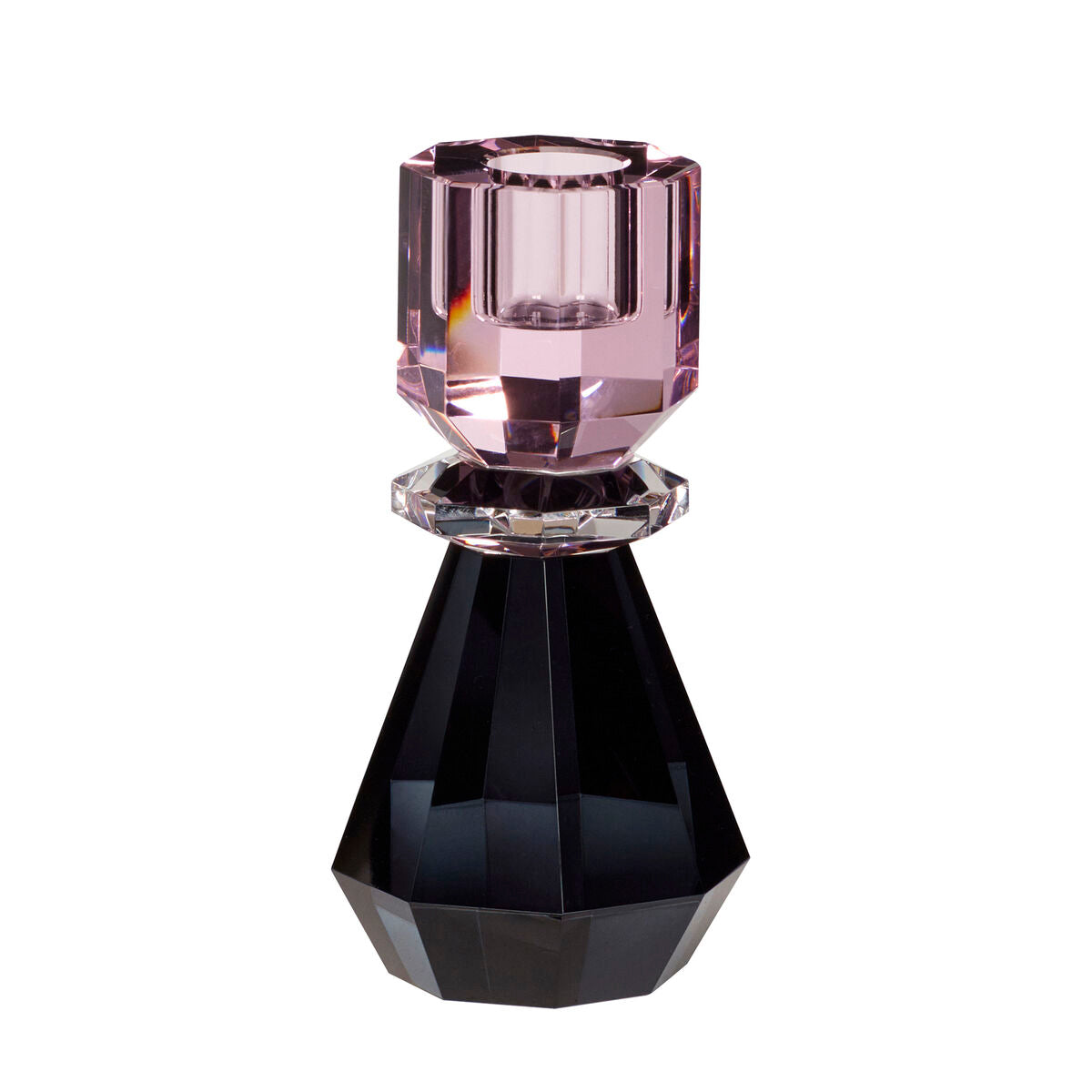 Gem Candlestick Medium Pink/Smoked