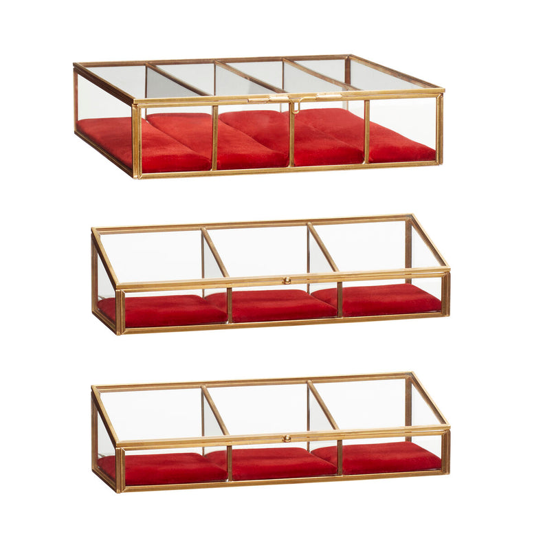 View Storage Box Red/Clear/Brass (set of 3)