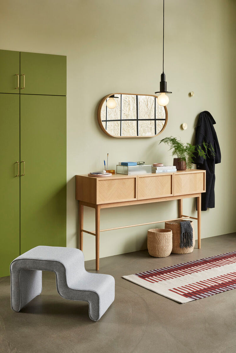 Herringbone Console Table Drawers Natural