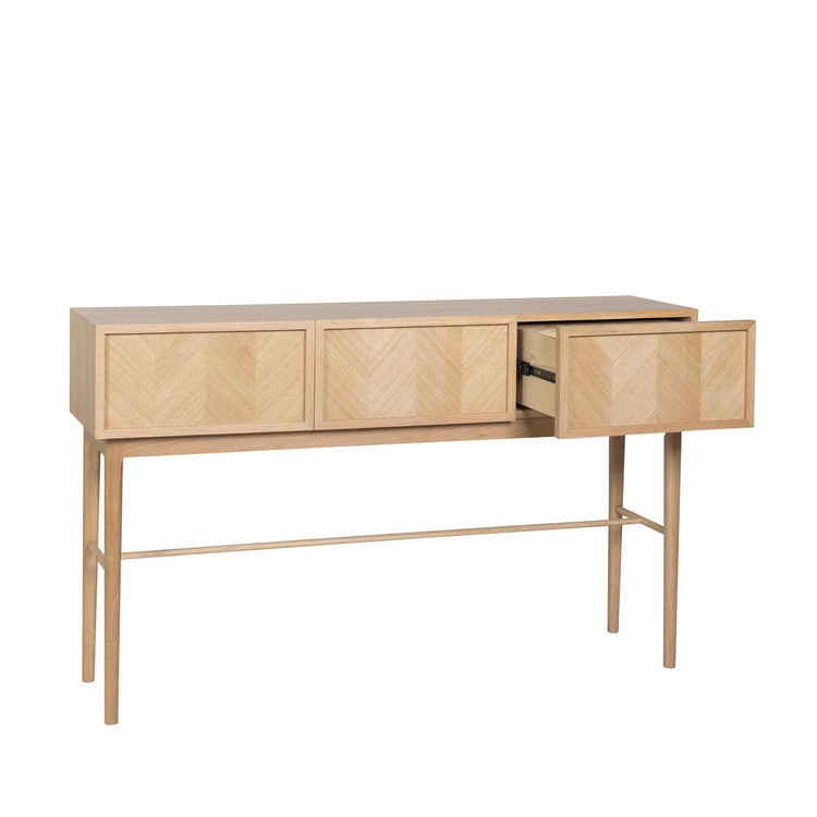 Herringbone Console Table Drawers Natural