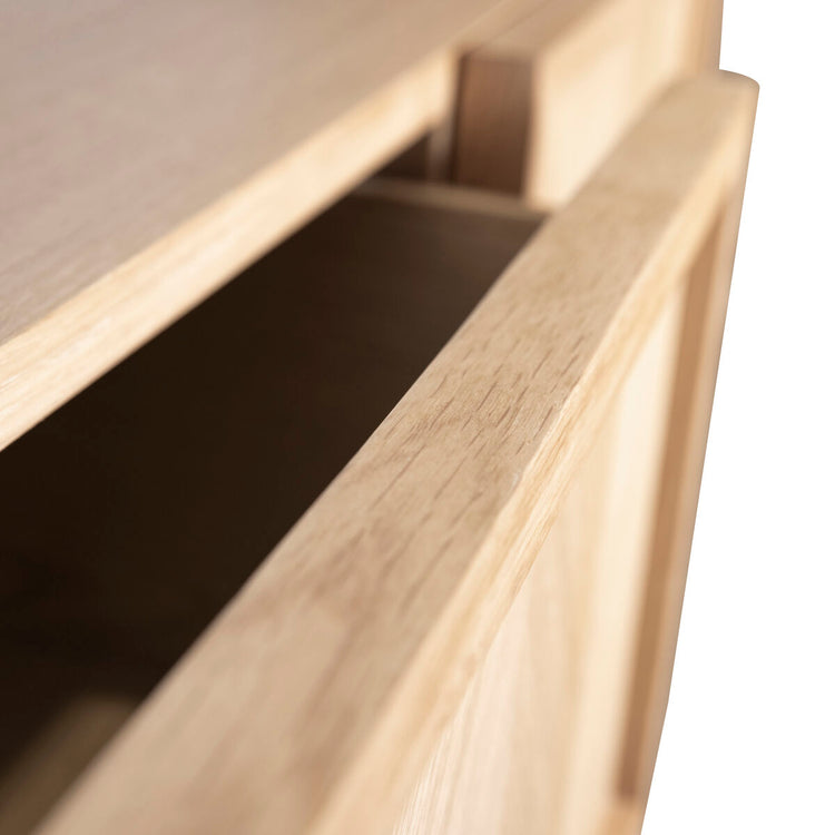 Herringbone Console Table Drawers Natural