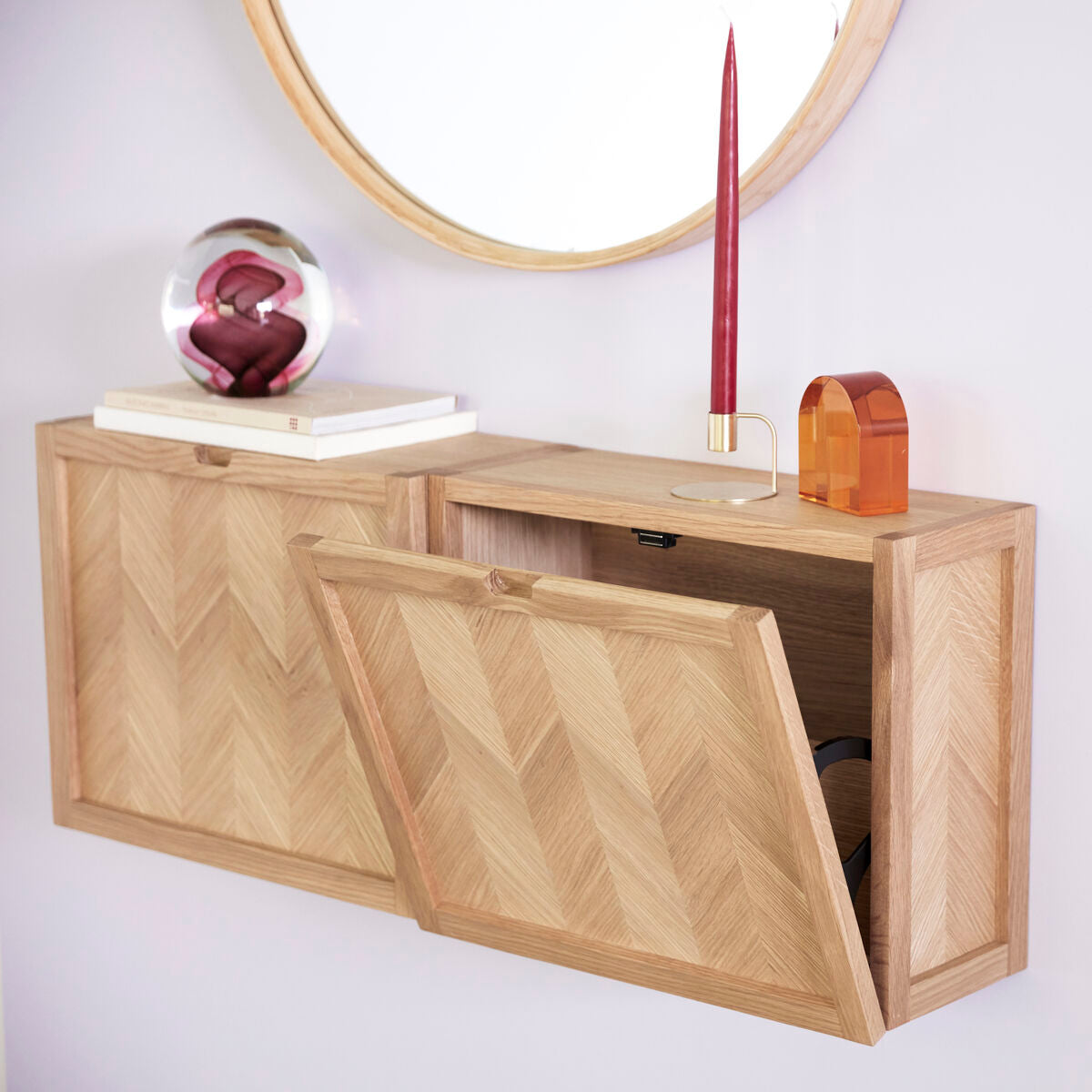 Herringbone Shoe Cabinet Natural