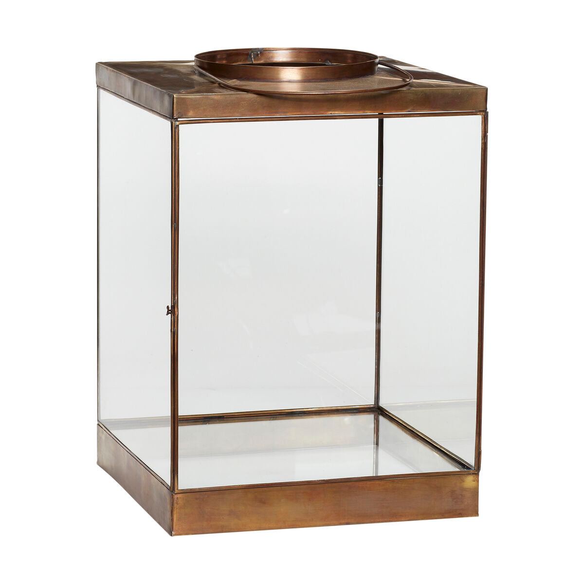 Flaming Lantern Square Clear/Brass