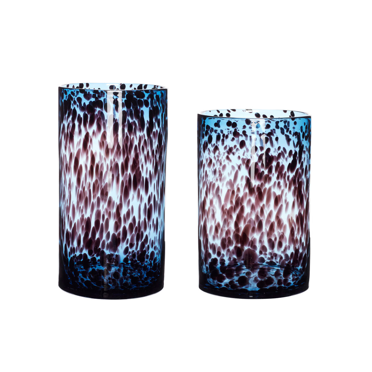 Leo Cylinder Vases Black/Blue (set of 2)