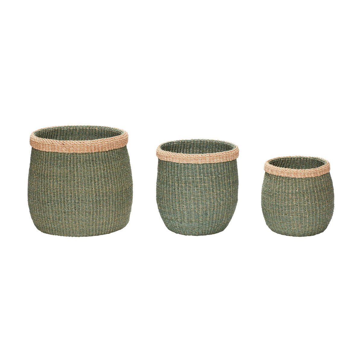 Moss Baskets Green/Natural (set of 3)