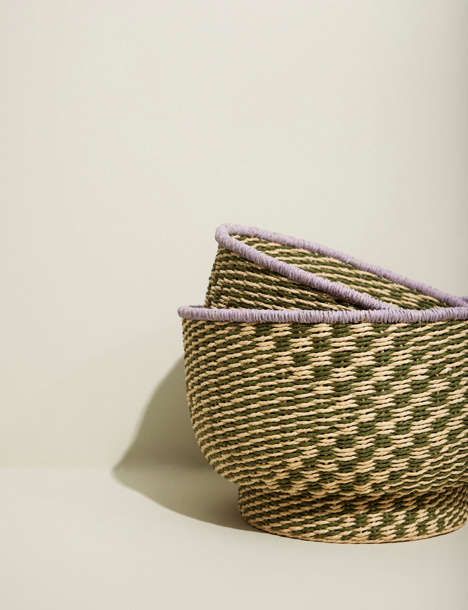 Peppy Baskets Natural/Green/Purple (set of 2)