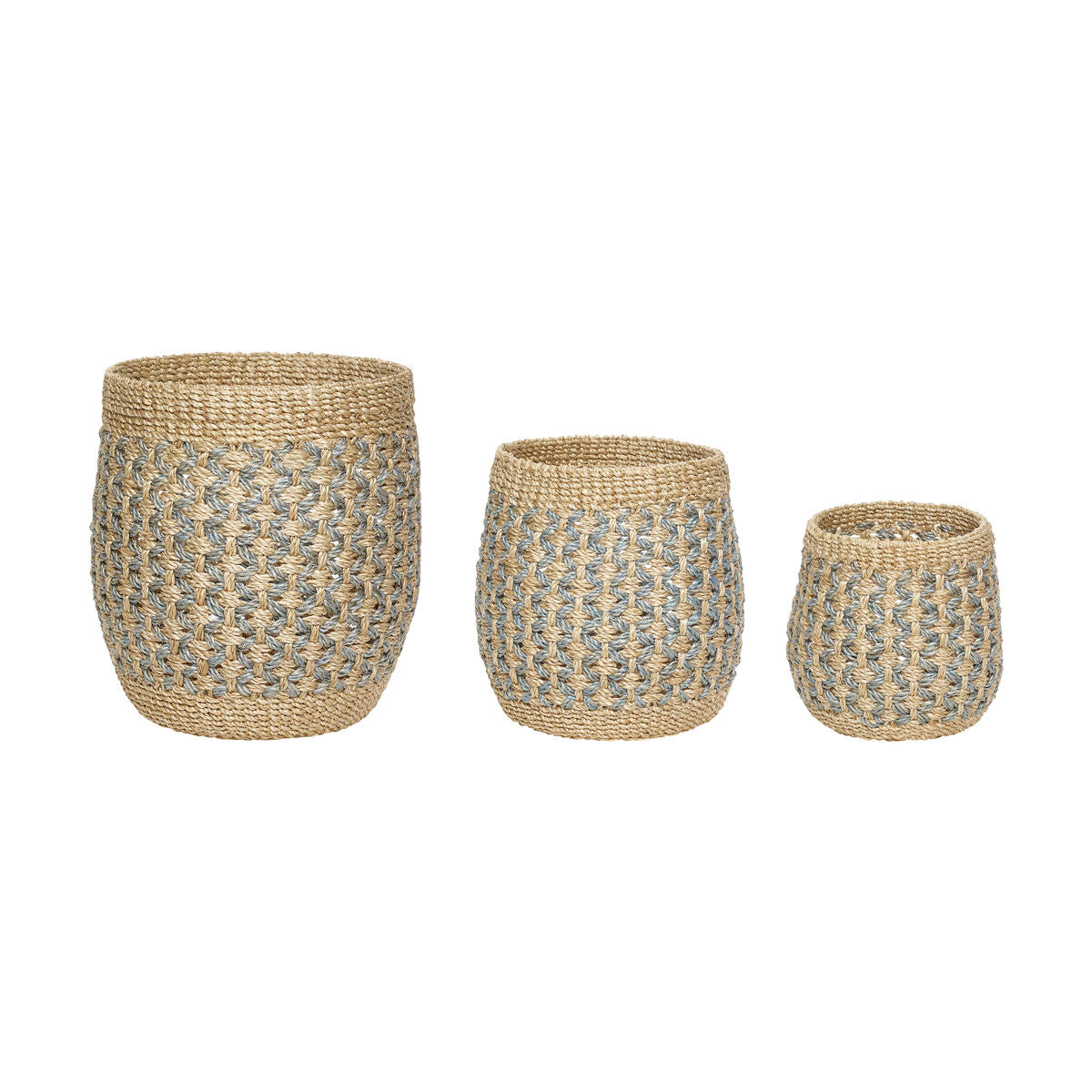 Poppy Baskets Light blue/Natural (set of 3)