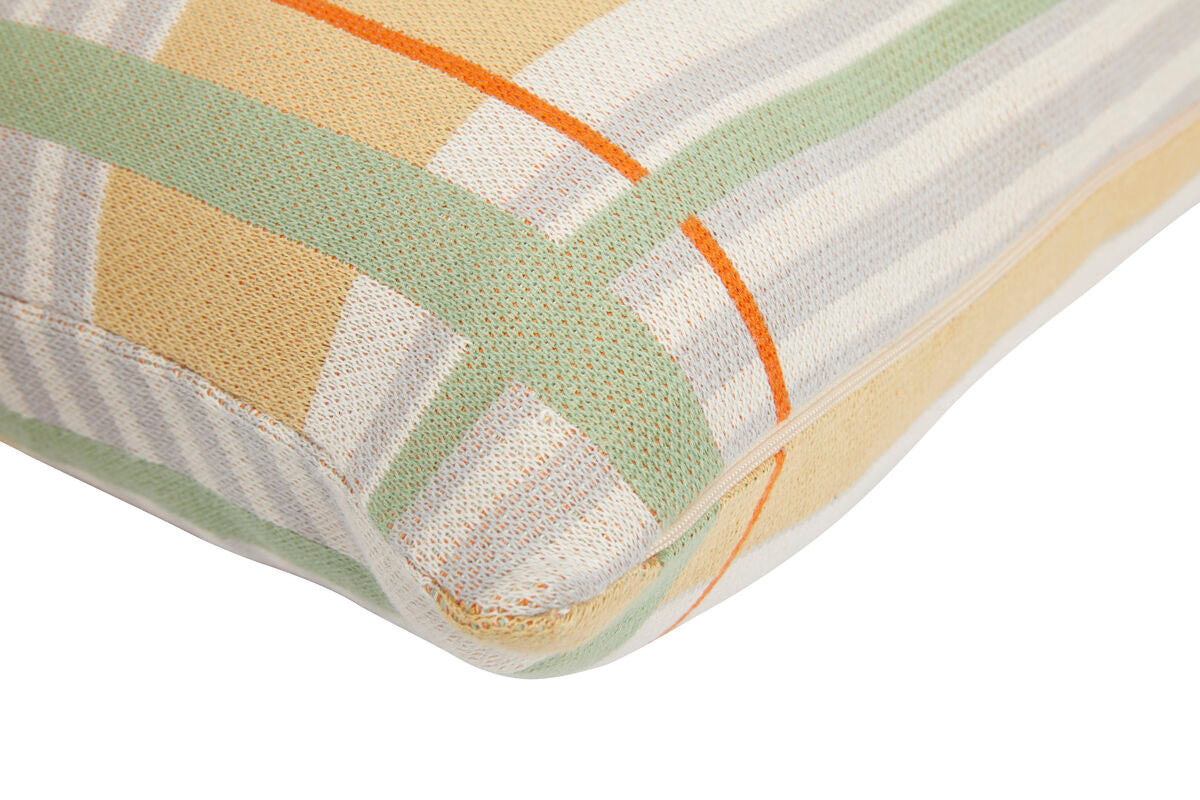 Quadrum Knitted Cushion Beige/Orange/Green
