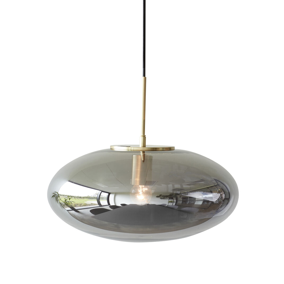 Reflect Pendant Ellipse Grey/Brass