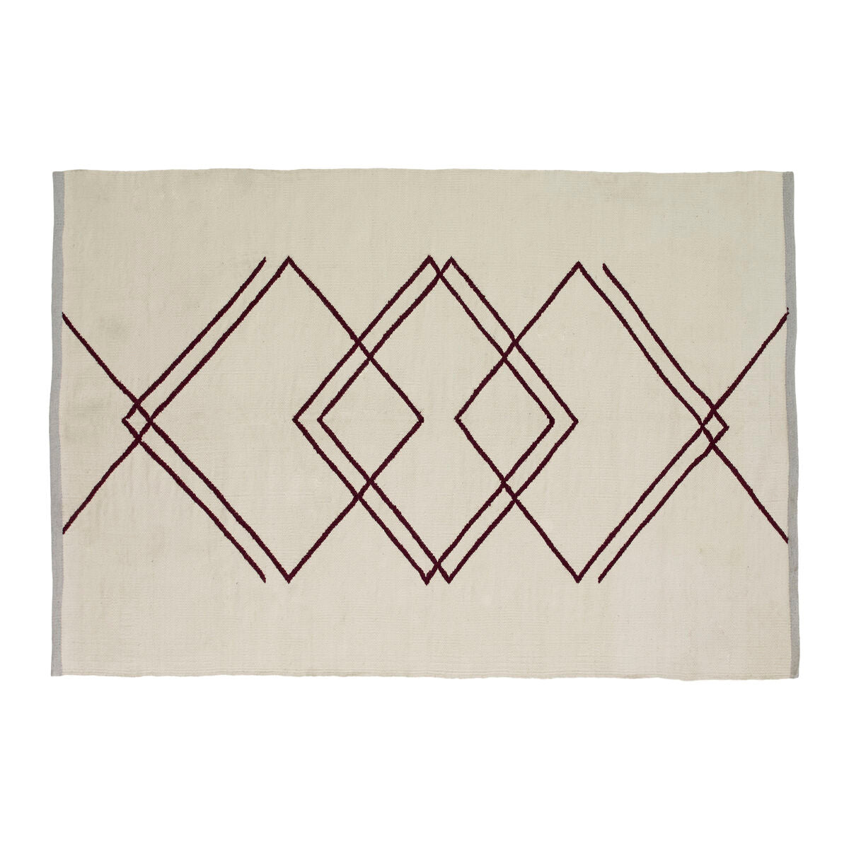 Rhomb Line Rug Grey/Burgundy