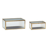 Ripple Glass Boxes Clear/Brass (set of 2)