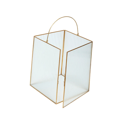 Ripple Lanterns Clear/Brass (set of 2)