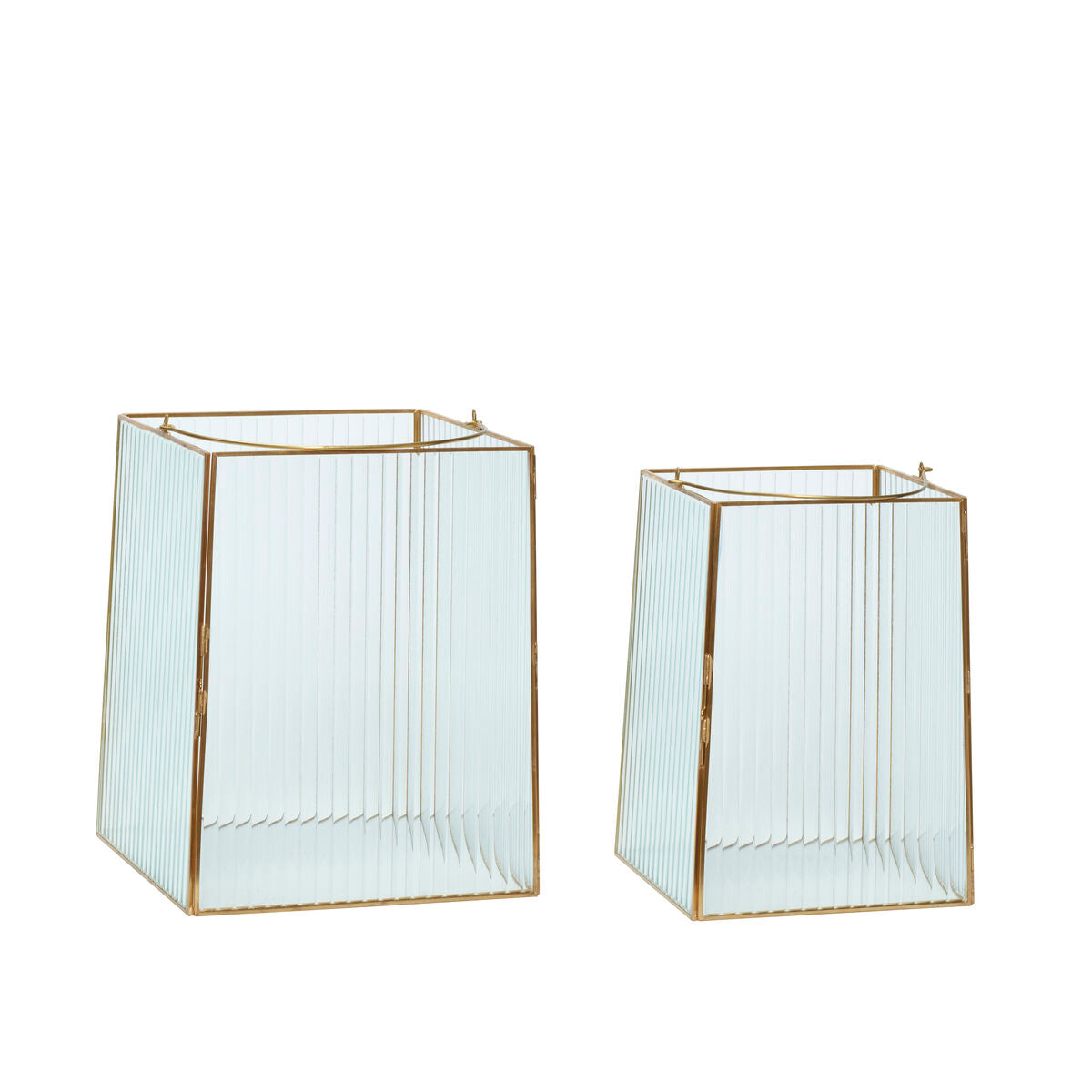 Ripple Lanterns Clear/Brass (set of 2)