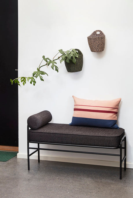 Stitch Cushion Blue/Burgundy/Rose