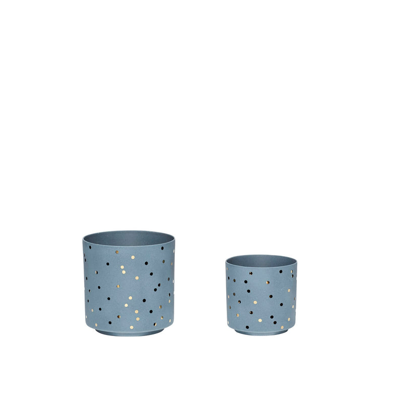 Guilded Tealight Holder Blue/Glitter (set of 2)