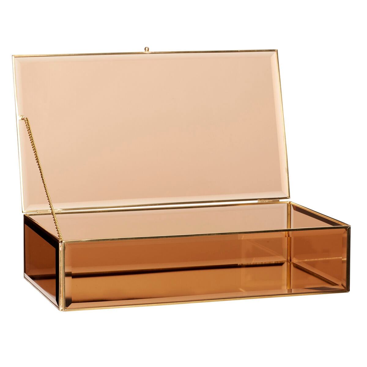 Tint Glass Boxes Large Brass/Amber (set of 2)