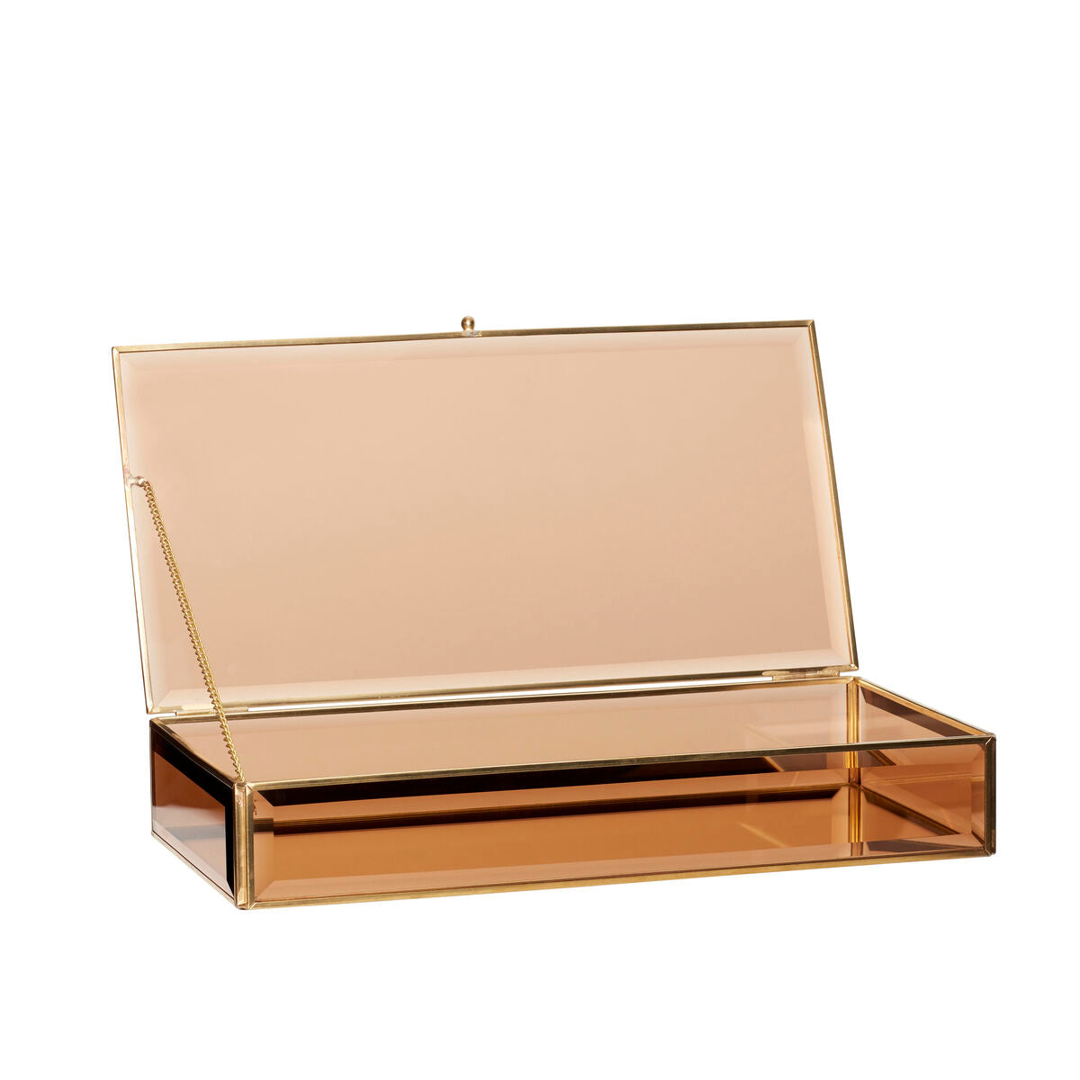 Tint Glass Boxes Large Brass/Amber (set of 2)