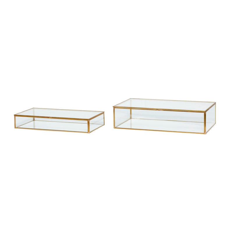 View Glass Boxes Small Clear/Brass (set of 2)